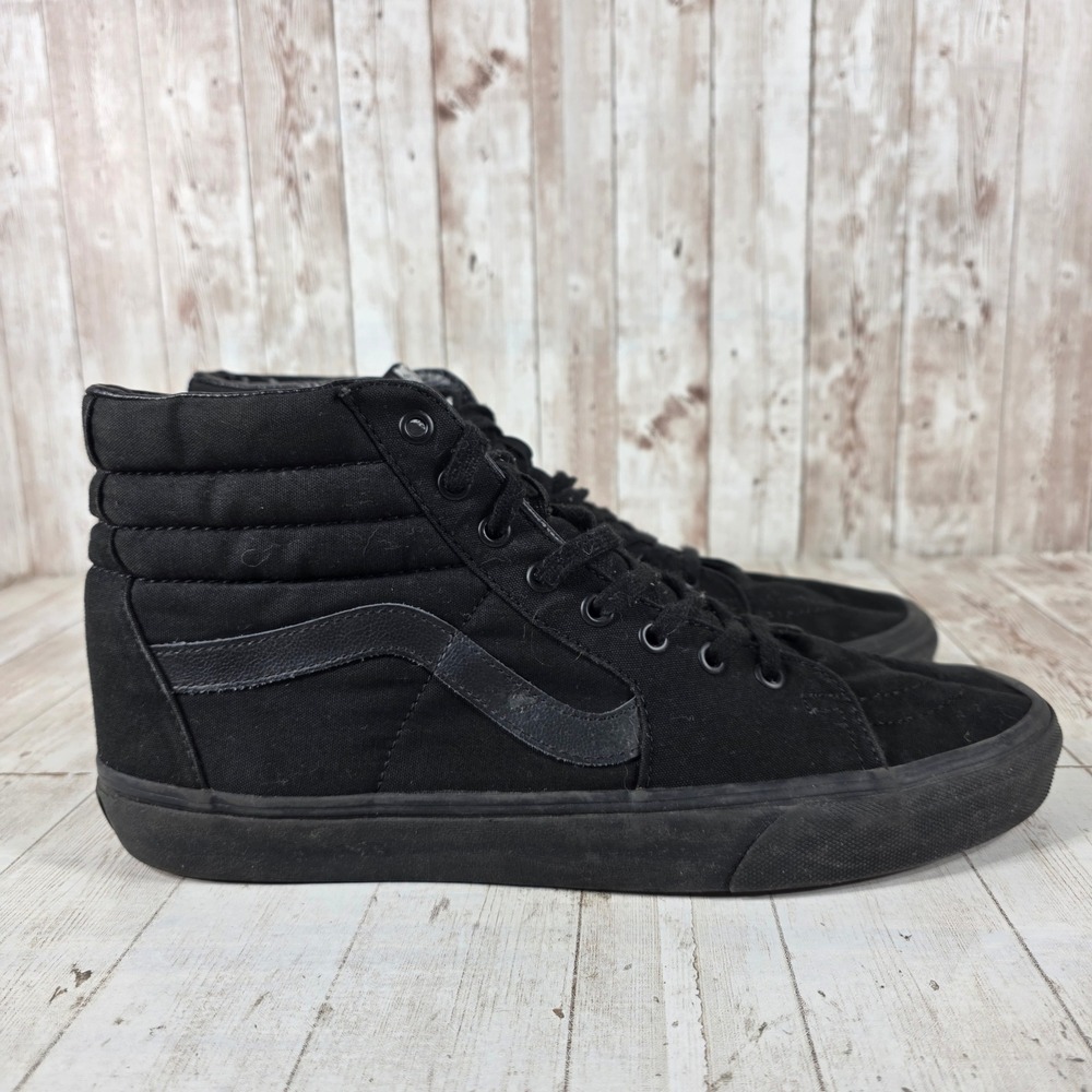 Vans Sk8-Hi Mens 12 Triple Black High Top Skate Sneakers 721454 Canvas Suede